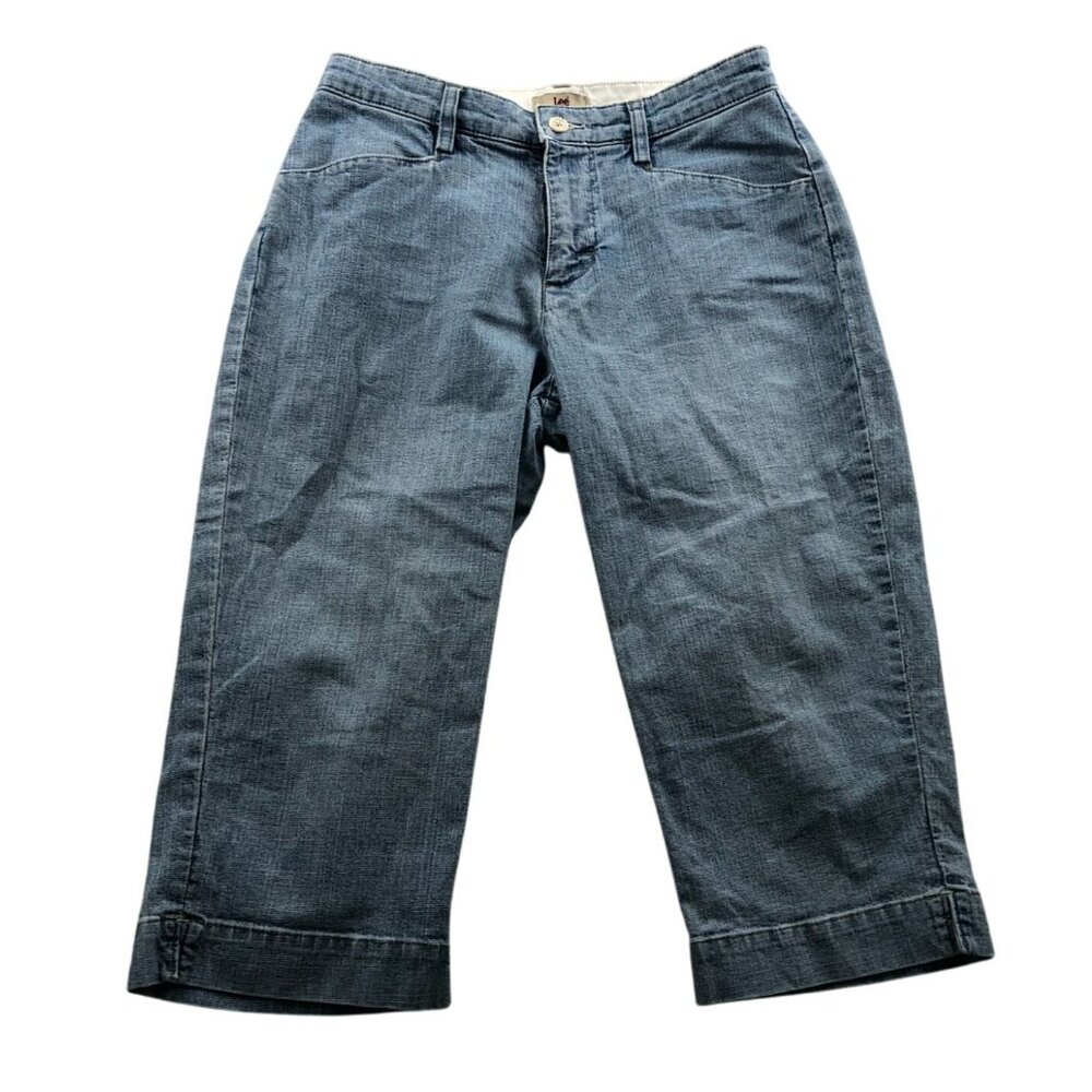 Lee Womens Capri Jeans Size 4P Straight Leg Blue Denim Casual Classic Cropped